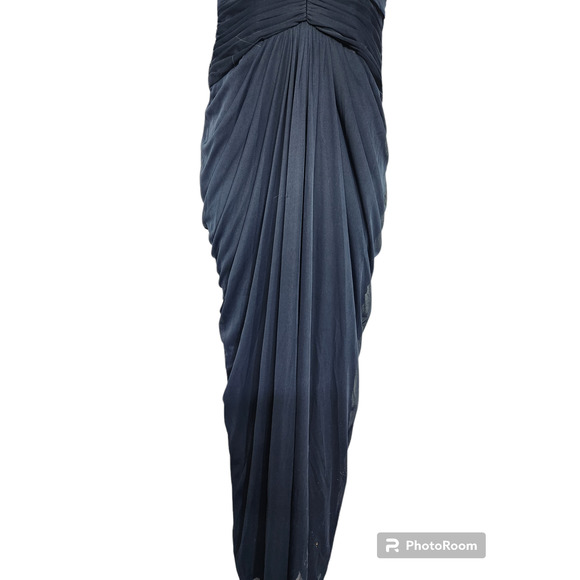 Adrianna Papell Lace Yoke Navy Cocktail Maxi Dress 2 - Picture 4 of 5